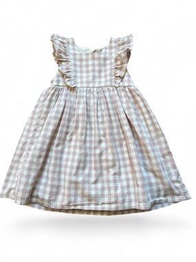 Pink Gingham Dress | Ruffle-Sleeve | Cotton | Lined | 3T